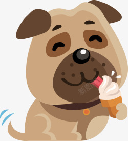 吃冰淇淋的小狗素材