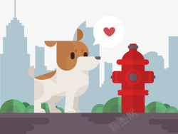 卡通城市小狗红色水泵素材