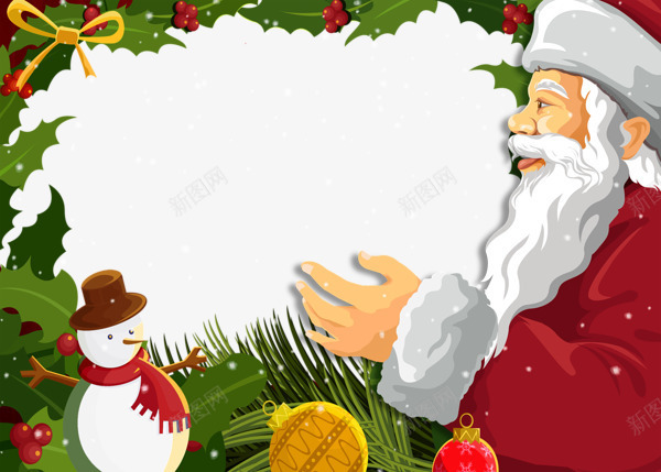 圣诞老人明信片背景png免抠素材_88icon https://88icon.com 圣诞老人 圣诞装饰 背景 雪人