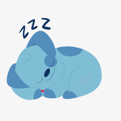 蓝色可爱小狗睡觉矢量图素材