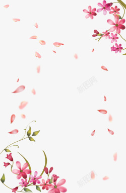 粉色花瓣边框漂浮素材