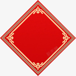 中国风贴纸红色贴纸花纹素材