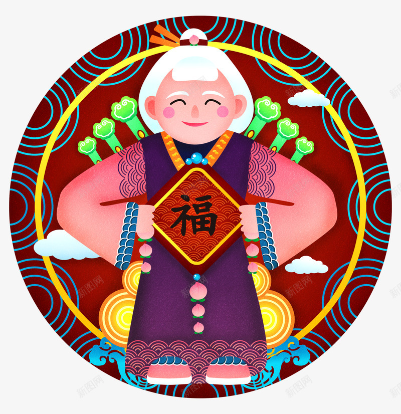 2019新春猪年寿母福寿双全psd免抠素材_88icon https://88icon.com 2019 中国风 可爱 寿母 插画 新春 猪年 福寿双全