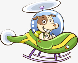 卡通小狗坐飞机素材
