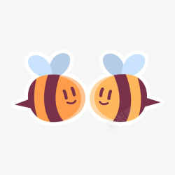 橘色图案一对小蜜蜂高清图片