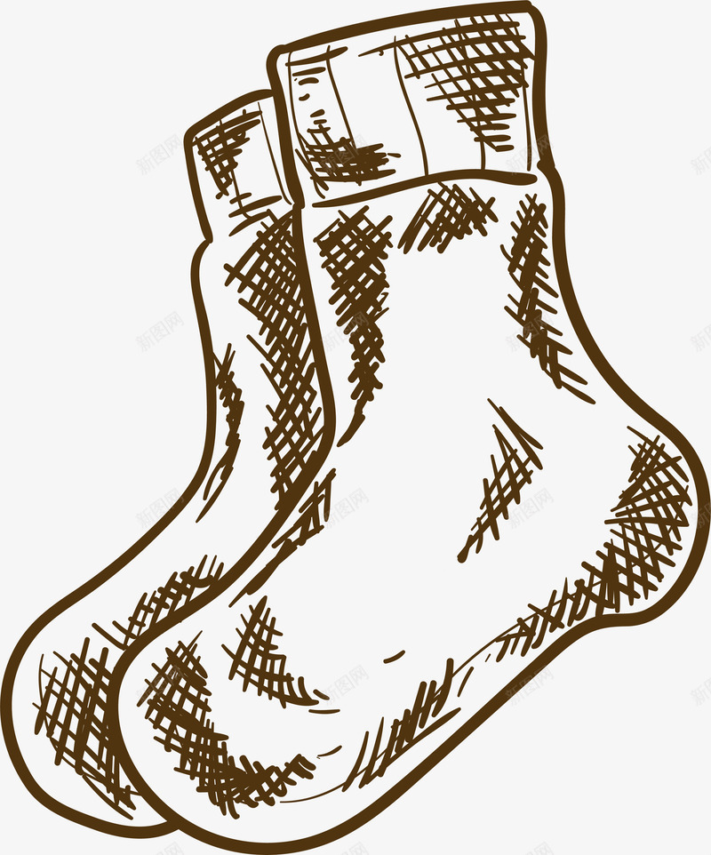 一双袜子素描简图png免抠素材_88icon https://88icon.com 保暖 手绘图 棉袜 简图 素描画 袜子 长筒袜