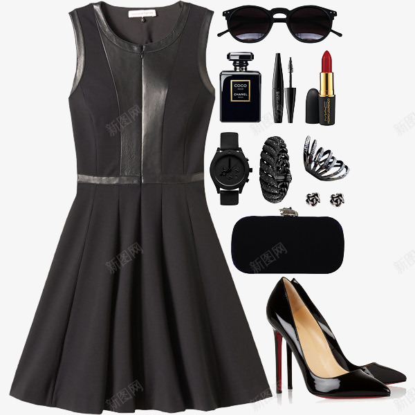 黑色帅气性感无袖连衣裙穿搭png免抠素材_88icon https://88icon.com 帅气连衣裙穿搭 连衣裙穿搭 黑色性感女裙穿搭