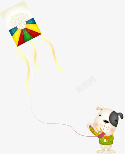 卡通放风筝的小狗矢量图素材