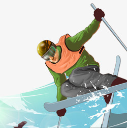 冬季旅游滑雪极限运动卡通插图素材