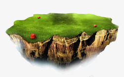 浮空岛绿色草坪浮岛海报背景游戏高清图片