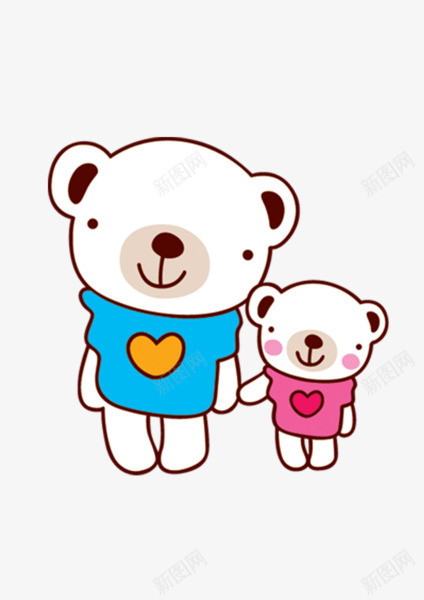 两只小熊png免抠素材_88icon https://88icon.com 亲子 卡通 小熊 爱心 白色熊