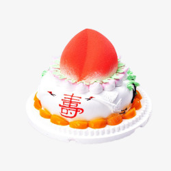 大红寿桃蛋糕素材