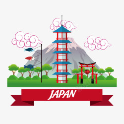 日本卡通火山高塔素材