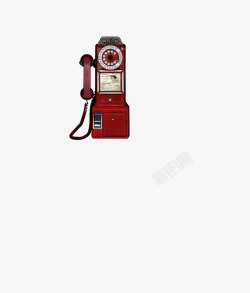 红色老式电话机复古文艺装饰素材