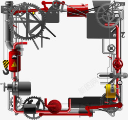 齿轮与管道边框矢量图素材