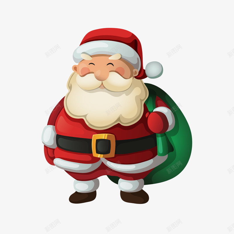 圣诞老人矢量图ai免抠素材_88icon https://88icon.com 圣诞节 圣诞节老公公 圣诞颜色 矢量图 背包袱的圣诞老人 背着包袱 节日