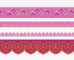 紫色中国风海浪花边边框纹理素材