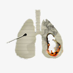 手绘吸烟者被点着的肺部素材