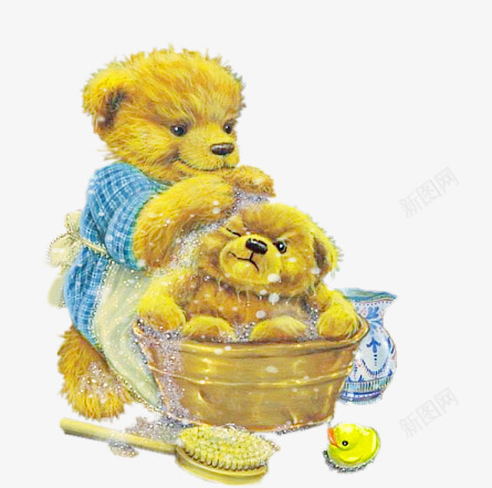 洗澡的小熊png免抠素材_88icon https://88icon.com 手绘小熊 洗澡的小熊 熊妈妈