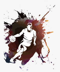 酷炫人物插图打篮球运球动作插画素材