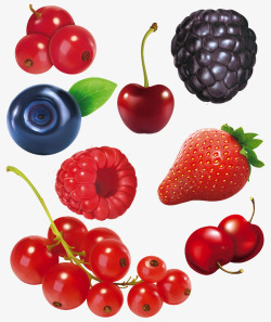 手绘蓝莓草莓糕点卡通水果合集矢量图高清图片