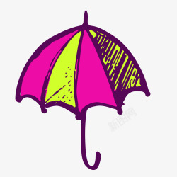 彩色手绘雨伞元素矢量图素材