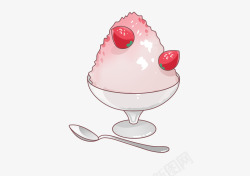 刨冰手绘卡通可爱夏天草莓刨冰元素高清图片