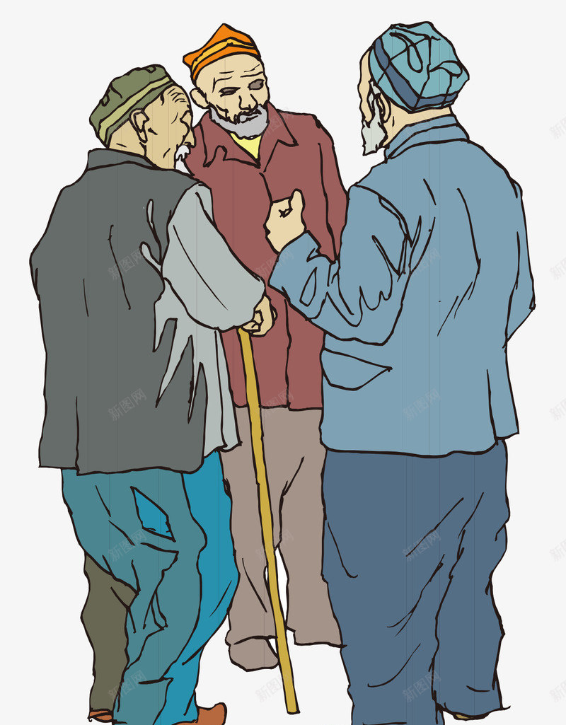 卡通手绘国外老人们聊天png免抠素材_88icon https://88icon.com 卡通的人物 国外的老人们 尊重老人 手绘的老人 矢量的老人 聊天的老人们