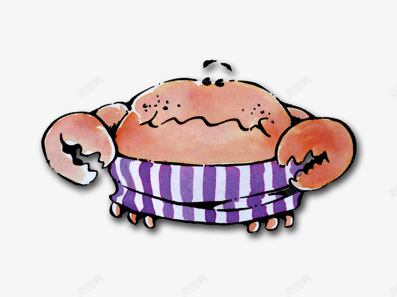 穿着裙子的螃蟹png免抠素材_88icon https://88icon.com 创意 卡通 海鲜 白色 紫色 红色 螃蟹