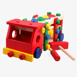 拼装玩具木制益智幼儿童男女宝宝工程车高清图片