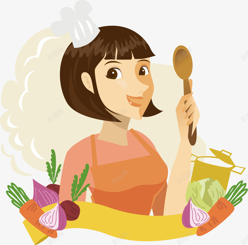 美女厨师png免抠素材_88icon https://88icon.com 厨娘 厨师 围裙 帽子 烹调 素食者 美女厨娘 蔬菜