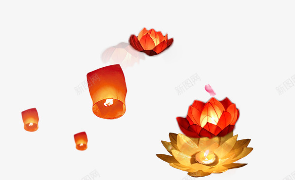 中国风荷花灯孔明灯png免抠素材_88icon https://88icon.com 中国风 孔明灯 祭祀用灯 荷花灯