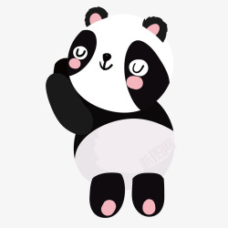 手绘卡通动物大熊猫素材