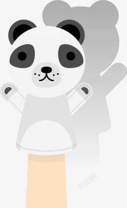 白色可爱熊猫指尖玩偶素材