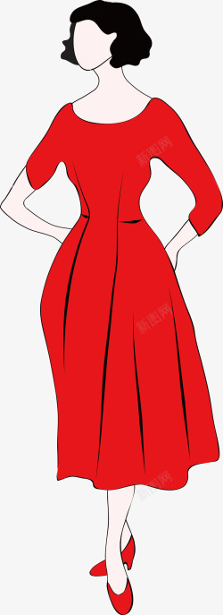 穿着红裙子的女人矢量图素材