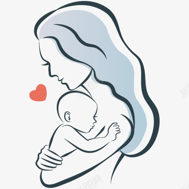 母爱母婴插画图标图标