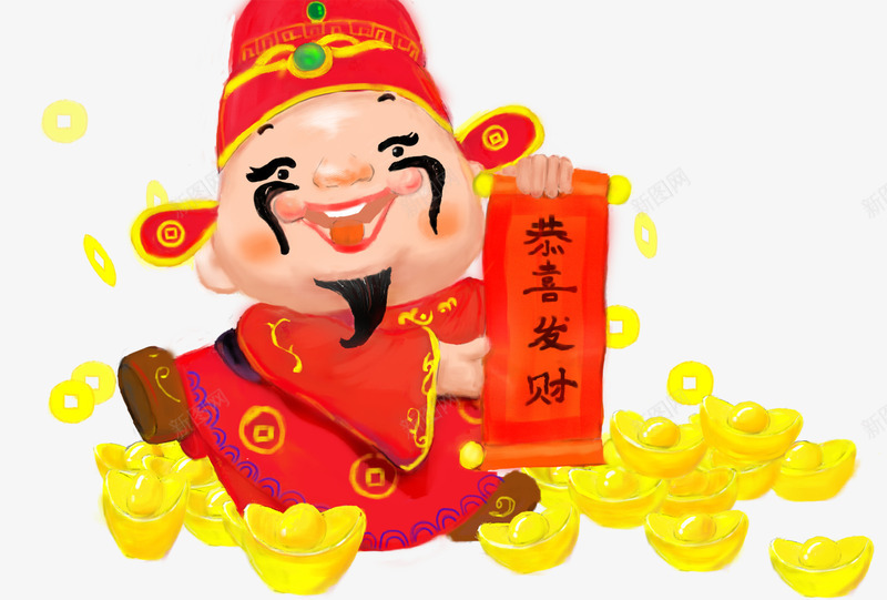 新年装饰后悔财神爷png免抠素材_88icon https://88icon.com 手绘 新年 新春佳节 装饰图案 财神爷 赢财神 金元宝