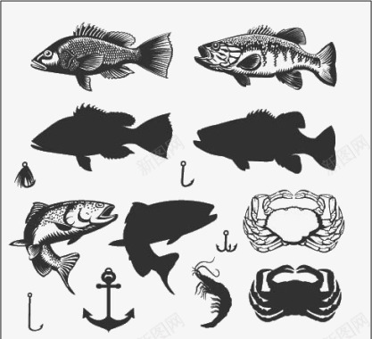 海鲜鱼类图标图标