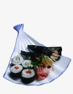 扇形陶瓷碟海鲜寿司素材