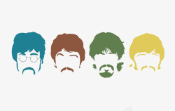 披头士乐队四人头像剪影素材