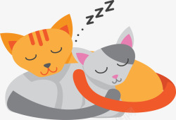 搂着睡觉的情侣相拥而眠的猫咪情侣矢量图高清图片