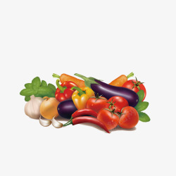 手绘堆放一起的蔬菜素材