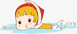 婴儿游泳圈卡通手绘可爱婴儿游泳馆高清图片