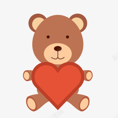 抱着爱心的小熊情人节爱心小熊标图矢量图图标图标