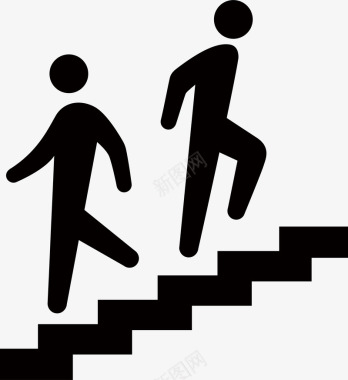 奔跑的小人上下楼梯小人矢量图图标图标