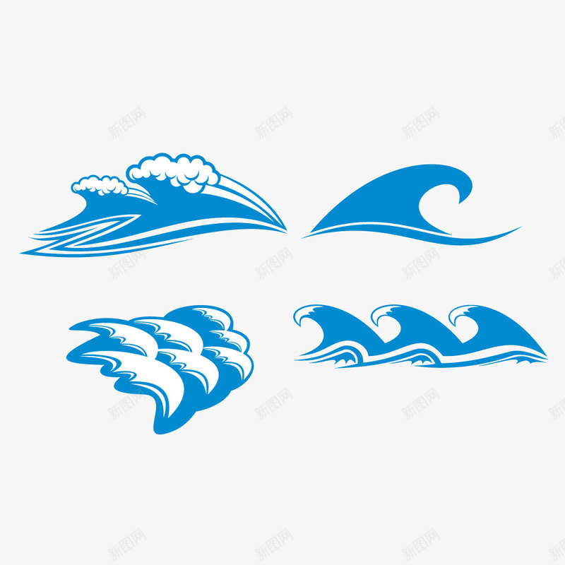 传统蓝色海浪png免抠素材_88icon https://88icon.com 传统 剪纸 海浪 海纹 蓝色