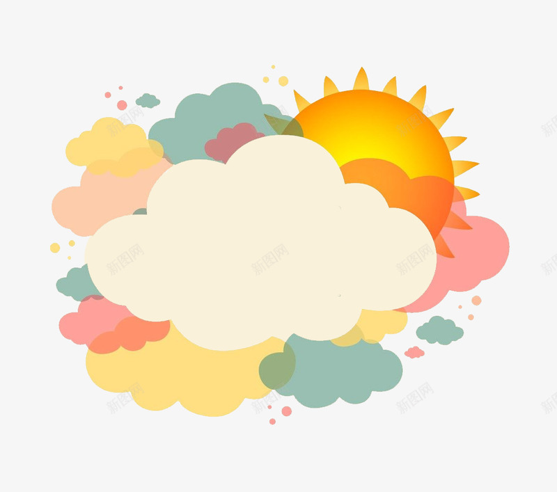 彩色云层中的太阳png免抠素材_88icon https://88icon.com png图形 png装饰 云层 太阳 手绘 装饰
