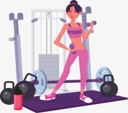 健身房锻炼身体的女人矢量图素材