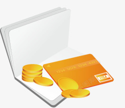 存折元素银行卡存折与金币高清图片