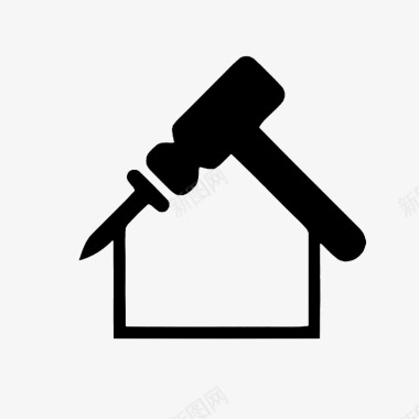 黑色小房子房屋维修工具图标图标